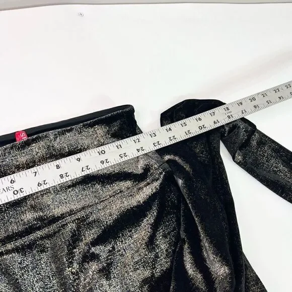 Spanx Leggings Womens Medium Black Gold Velvet Shine Metallic High Rise - Picture 4 of 10